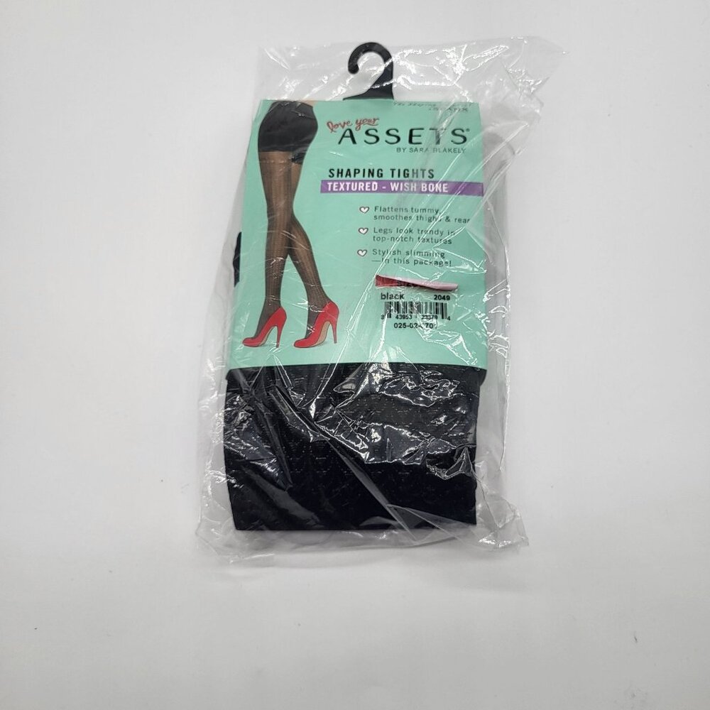 Assets by Sara Blakely Spanx Brand Shaping Tights Textured Wishbone Black SZ 1 - Picture 1 of 8